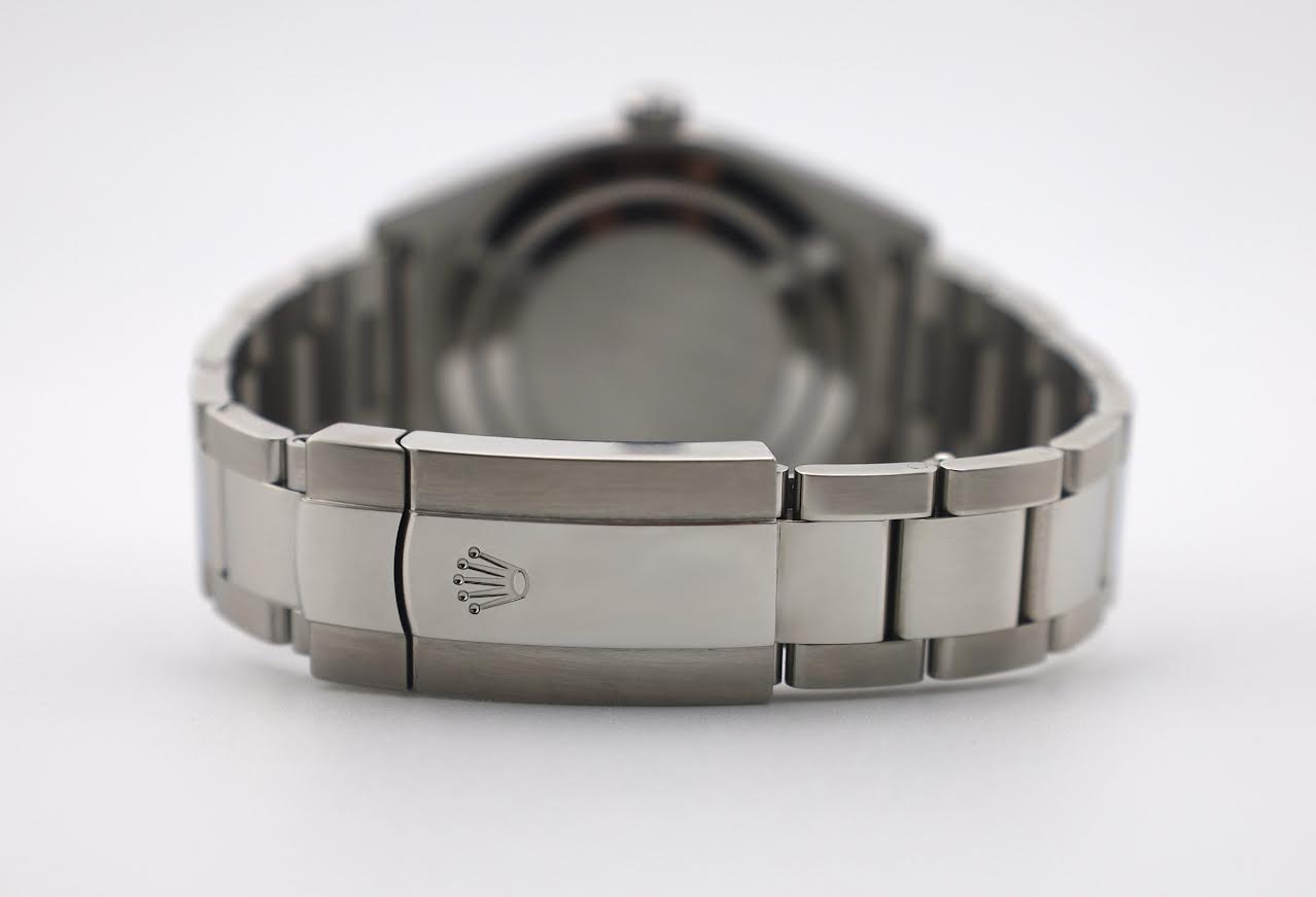 Rolex Steel Oyster Perpetual 39 Watch - Domed Bezel - Black Index Dial - 114300