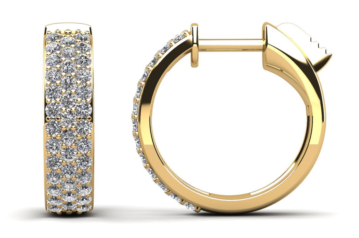 3 Row Huggie Diamond Hoop Earrings with 0.61 ct.(finished) 1.2mm - Luxury Time NYC