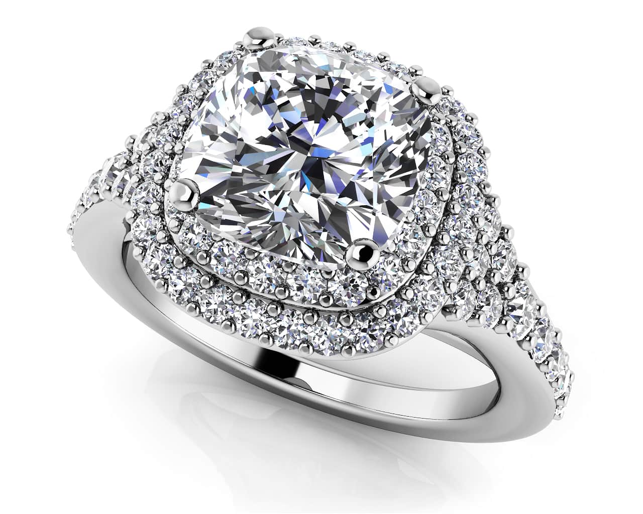Andrea Love Cushion Cut Engagement Ring Diamond with 1.58 ct. (1.00 ct. center diamond)