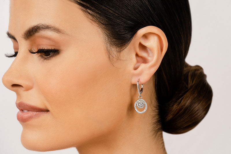 Diamond Circle Pendant Shephard Hook Diamond Earrings with 1.50 ct.(finished) 1.3mm, 4mm