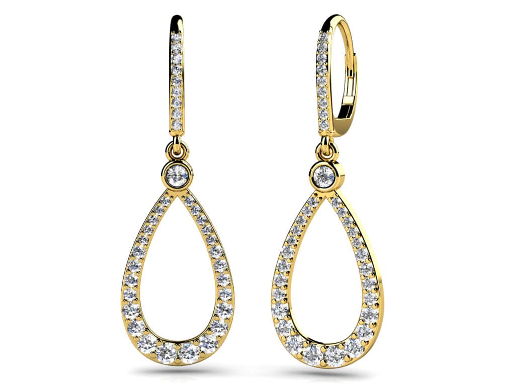 Diamond Lined Designer Teardrop Earring Diamond with 1.51 ct.(finished)