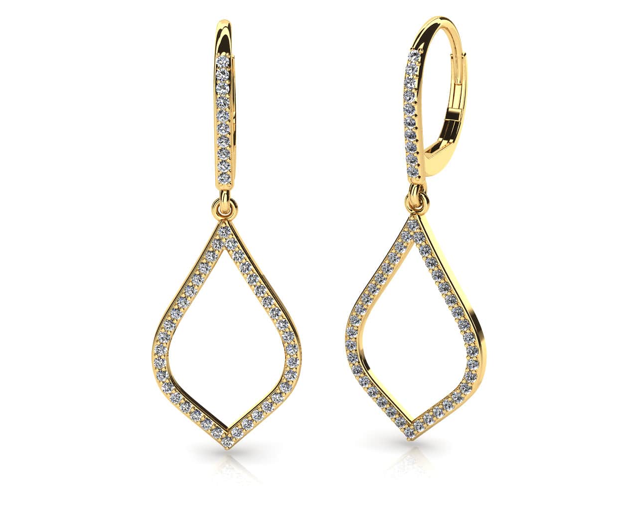 Open Leaf Diamond Drop Diamond Earrings with 0.67 ct.(finished) 1mm