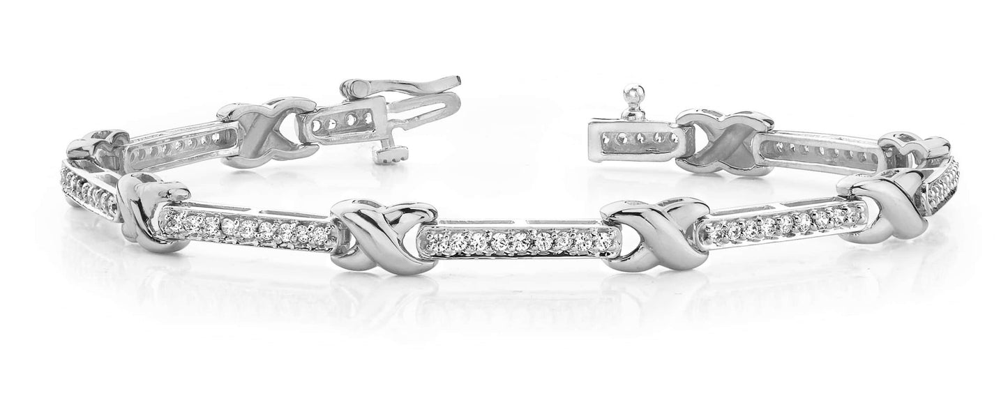 Classic Wavy X And Lab - Grown Diamond Bracelet with 1.44 ct.(finished) 1.5mm - Luxury Time NYC