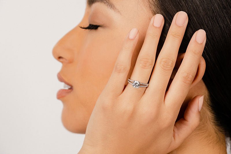Diamond Lined Split Shank Diamond Engagement Ring with 1.31 ct. (1.00 ct. center diamond) - Luxury Time NYC