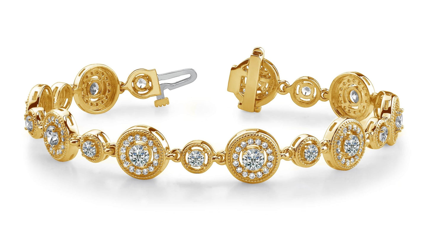 Double Diamond Circle Link Diamond Bracelet with 4.41 ct.(finished) 1.2mm, 3.1mm, 4mm - Luxury Time NYC