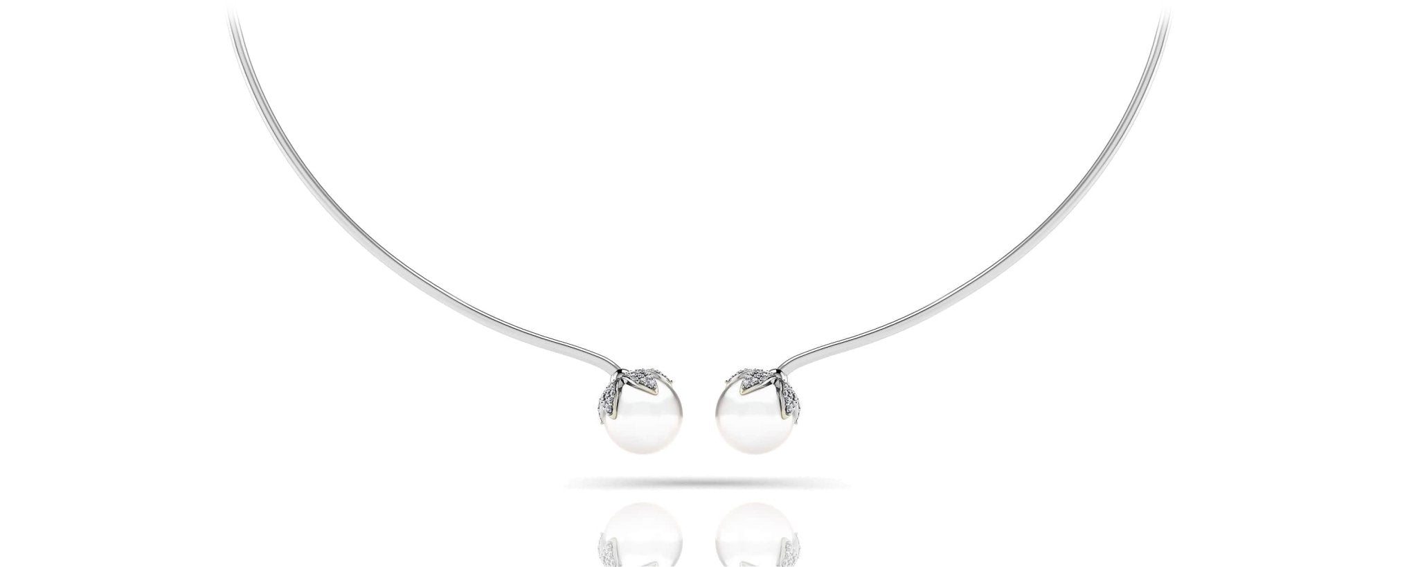 Double White Pearl Flexible Diamond Necklace with 0.51 ct.(finished) 1mm, 1.2mm - Luxury Time NYC
