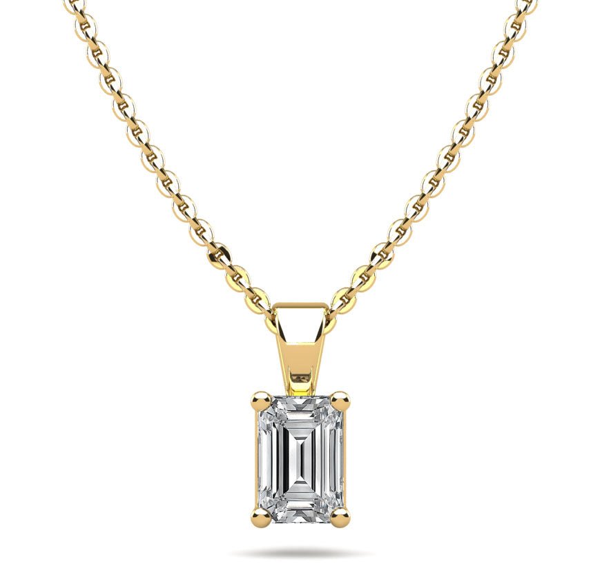 Emerald Cut Shaped Lab - Grown Diamond Pendant with 0.75 ct.(finished) 6.2x4.2mm - Luxury Time NYC