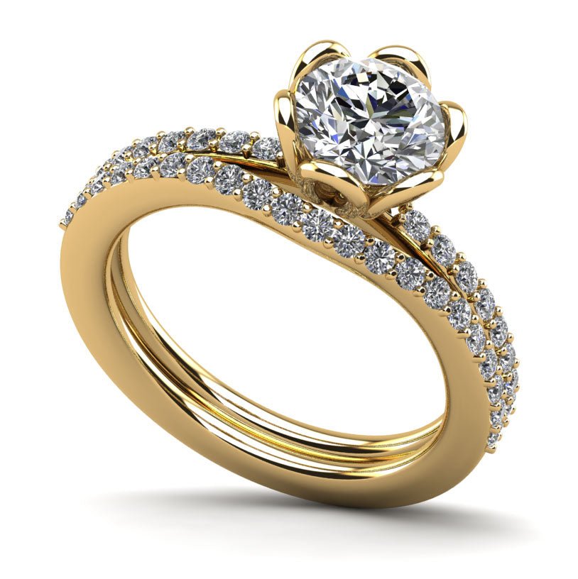 Floral Fancy Lab - Grown Diamond Bridal Set with 0.83 ct. (0.50 ct. center diamond) - Luxury Time NYC