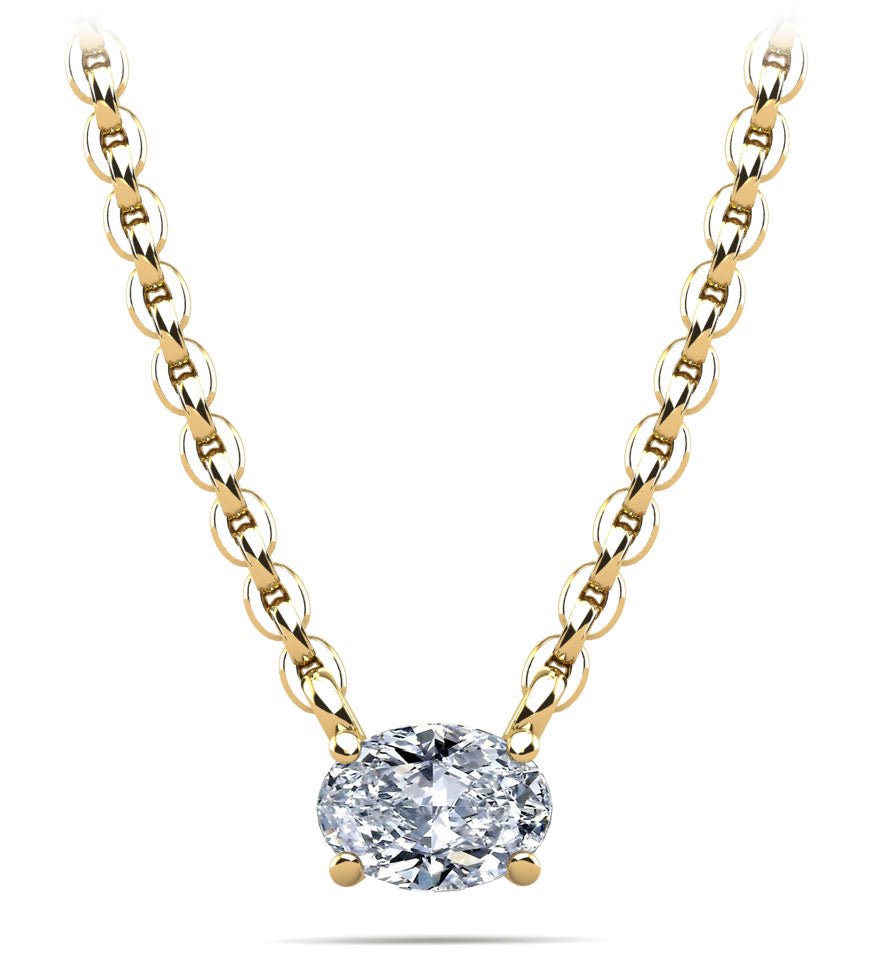 Oval Cut Horizontal Diamond Solitaire Diamond Pendant with 1.60 ct.(finished) 8x6mm - Luxury Time NYC
