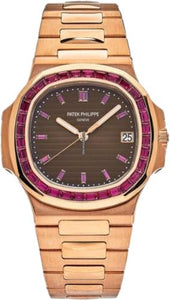 Patek Philippe Nautilus Rose Gold Brown Ruby Dial 40mm Ruby Bezel | 5723/112R - 001 - Luxury Time NYC