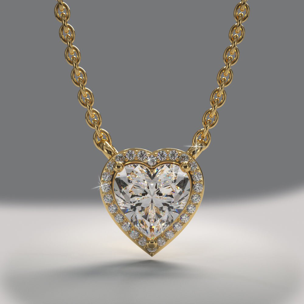 Perfect Heart Halo Diamond Pendant with 1.11 ct. (1.00 ct. center diamond) - Luxury Time NYC