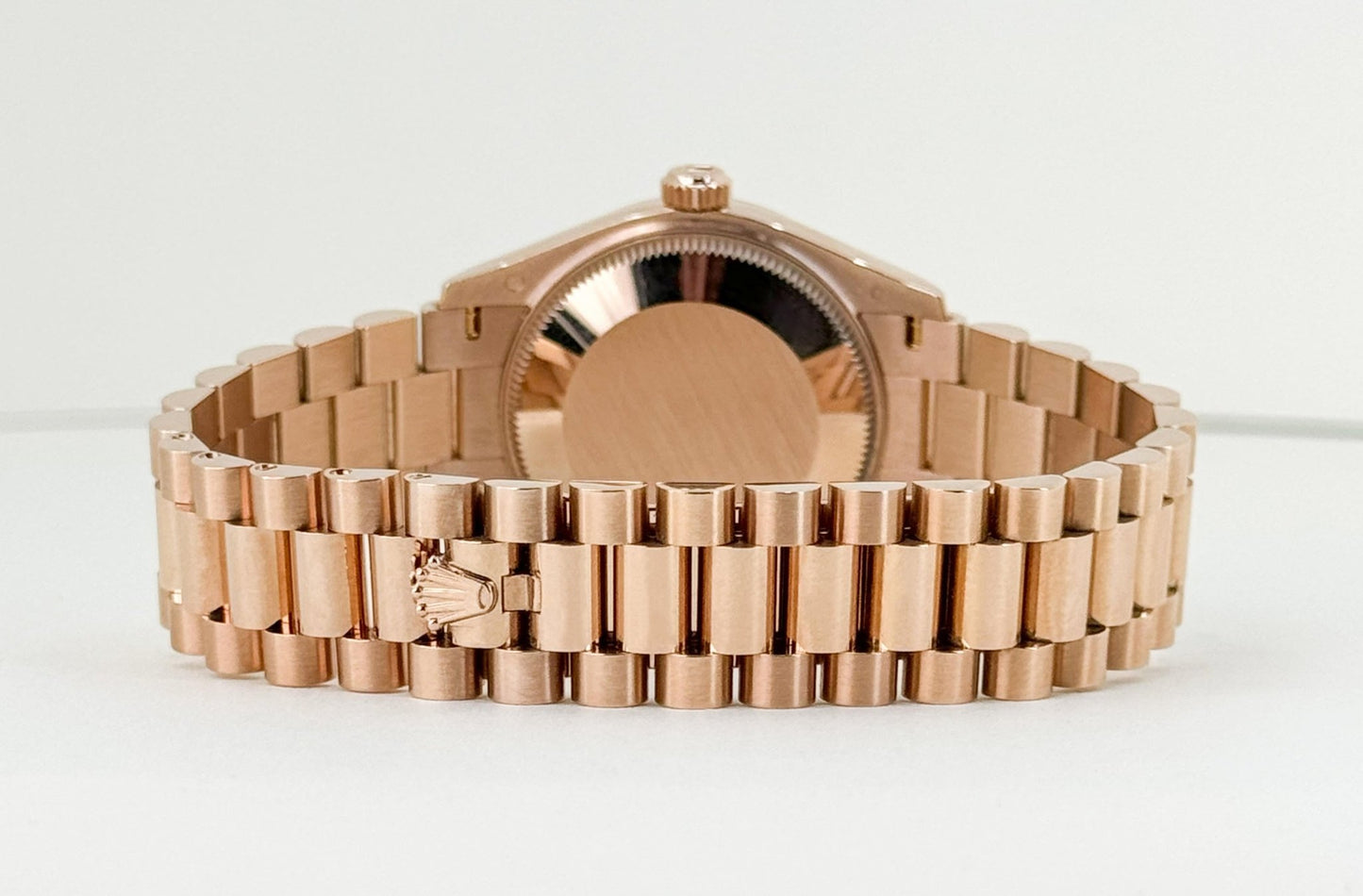 Rolex Datejust 31 Lady Midsize Rose Gold Chocolate Diamond Dial & Fluted Bezel President Bracelet 278275 - Luxury Time NYC