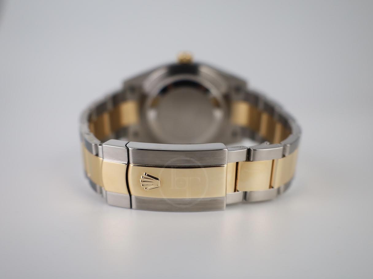 Rolex Datejust 41 Yellow Gold/Steel White Mother of Pearl Diamond Dial Fluted Bezel Oyster Bracelet 126333 - Luxury Time NYC