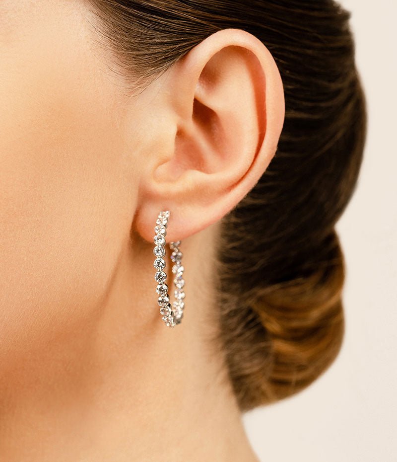 Shared Prong Diamond Hoop Earrings Medium Diamond with 5.04 ct.(finished) 3.2mm - Luxury Time NYC