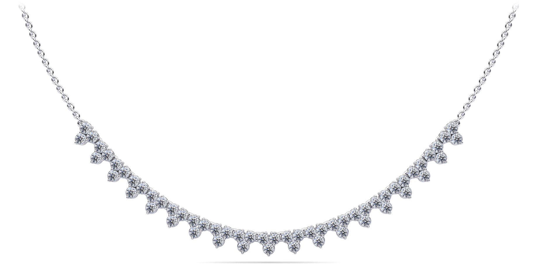 Three Stone Brilliance Diamond and Chain Diamond Necklace with 2.18 ct.(finished) 2mm - Luxury Time NYC
