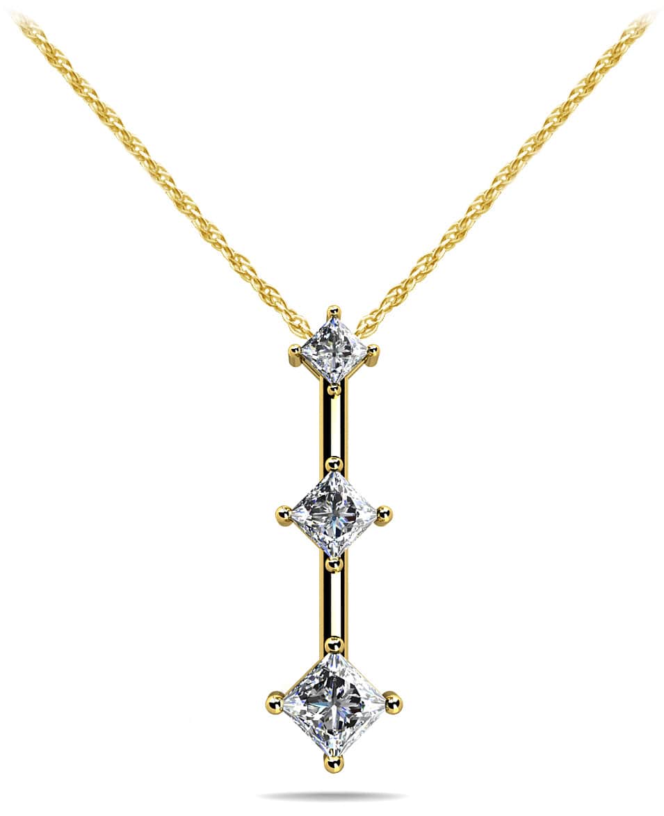 Triple Offset Diamond Pendant with 0.28 ct.(finished) 1.8mm, 2.4mm, 2.8mm - Luxury Time NYC