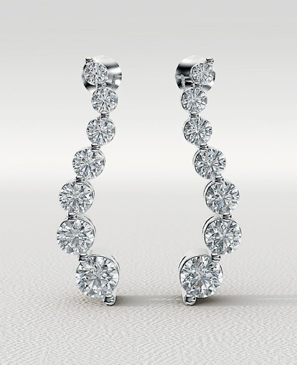 Wavy Journey Round Link Lab - Grown Diamond Earrings with 1.98 ct.(finished) - Luxury Time NYC