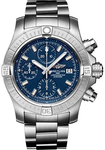 Breitling Avenger Chronograph 43 Watch - Stainless Steel - Blue Dial - Metal Bracelet - A13385101C1A1 - Luxury Time NYC