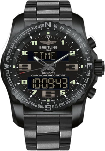 Breitling Cockpit B50 Watch - 46mm Black Titanium Case - Volcano Black Dial - Black Titanium Professional III Bracelet - VB501022/BD41/176V - Luxury Time NYC