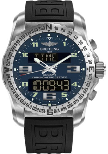 Breitling Cockpit B50 Watch - 46mm Titanium Case - Air Force Blue Dial - Black Diver Pro III Strap - EB501019/C904/155S/E20DSA.2 - Luxury Time NYC