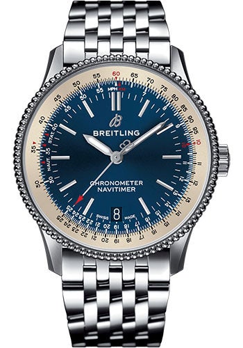 Breitling Navitimer 1 Automatic 38 Watch - Steel Case - Blue Dial - Steel Navitimer Bracelet - A17325211C1A1 - Luxury Time NYC