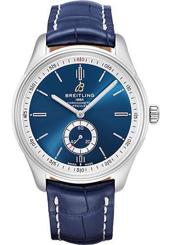 Breitling Premier Automatic Watch - 40mm Steel Case - Blue Dial - Blue Croco Strap - A37340351C1P1 - Luxury Time NYC