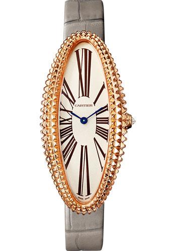 Cartier Baignoire Allongee Watch - 47 mm Pink Gold Case - Light Gray Strap - WGBA0009 - Luxury Time NYC