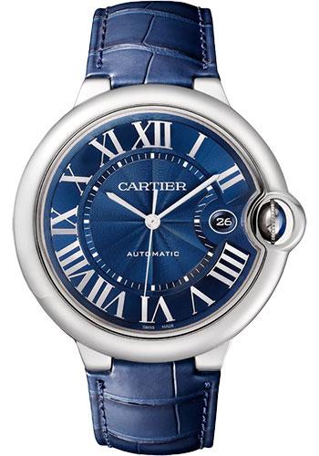 Cartier Ballon Bleu de Cartier Watch - 42 mm Steel Case - Blue Dial - Blue Leather Strap - WSBB0027 - Luxury Time NYC