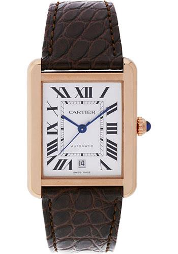Cartier Tank Solo Extra Large Model Watch - 31 x 40.8 mm Pink Gold And Steel Case - Matt Brown Alligator Strap - W5200026 - Luxury Time NYC