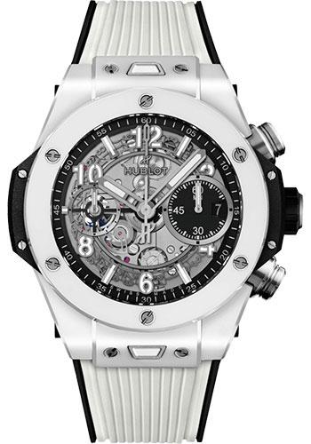 Hublot Big Bang Unico White Ceramic Watch - 42 mm - Black Skeleton Dial - Black and White Rubber Strap-441.HX.1171.RX - Luxury Time NYC