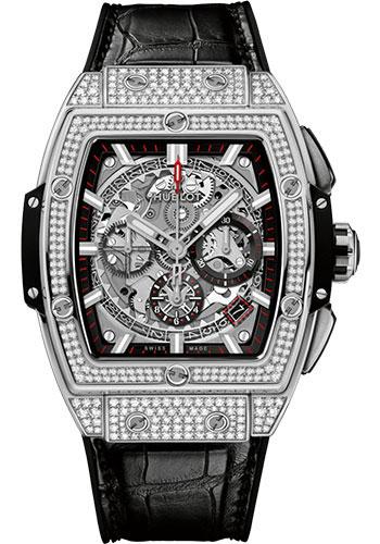 Hublot Spirit of Big Bang Titanium Pave Watch - 42 mm - Sapphire Dial - Black Rubber and Leather Strap-641.NX.0173.LR.1704 - Luxury Time NYC