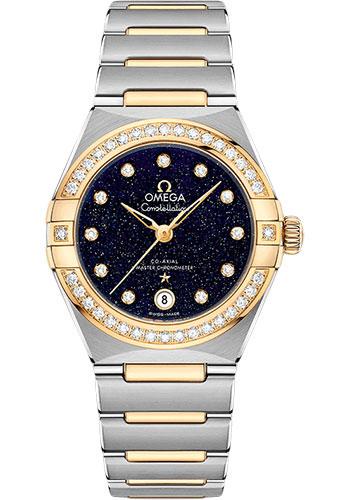 Omega Constellation Omega Co-Axial Master Chronometer - 29 mm Steel And Yellow Gold Case - Diamond Bezel - Blue Glass Diamond Dial - 131.25.29.20.53.001 - Luxury Time NYC