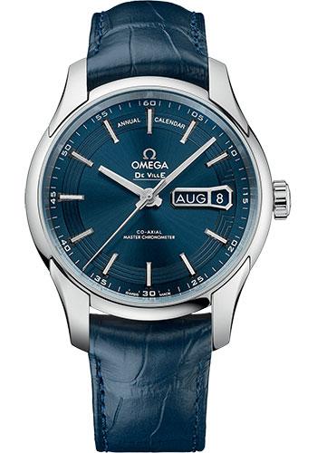 Omega De Ville Hour Vision Co-Axial Master Chronometer Annual Calendar Watch - 41 mm Steel Case - Blue Dial - Unique Leather Strap - 433.33.41.22.03.001 - Luxury Time NYC