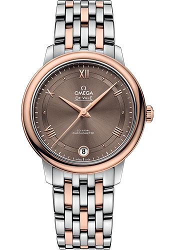 Omega De Ville Prestige Co-Axial Watch - 32.7 mm Steel And Red Gold Case - Chestnut Dial - 424.20.33.20.13.001 - Luxury Time NYC