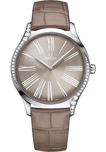 Omega De Ville Tresor Quartz Watch - 39 mm Steel Case - Taupe-Brown Dial - Taupe-Brown Leather Strap - 428.18.39.60.13.001 - Luxury Time NYC