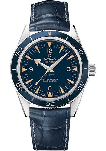 Omega Seamaster 300 Omega Master Co-Axial - 41 mm Platinum Case - Blue Enamel Dial - Blue Leather Strap Limited Edition of 757 - 233.93.41.21.03.001 - Luxury Time NYC