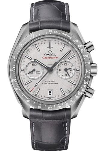 Omega Speedmaster Moonwatch Co-Axial Chronograph Grey Side of the Moon Watch - 44.25 mm Grey Ceramic Case - Platinum Dial - Leather Strap - 311.93.44.51.99.002 - Luxury Time NYC