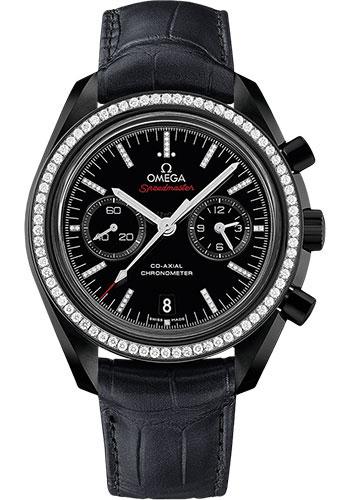 Omega Speedmaster Moonwatch Omega Co-Axial Chronograph Dark Side of the Moon Watch - 44.25 mm Black Ceramic Case - Diamond Set Ceramic Bezel - Black Ceramic Diamond Dial - Black Leather Strap - 311.98.44.51.51.001 - Luxury Time NYC