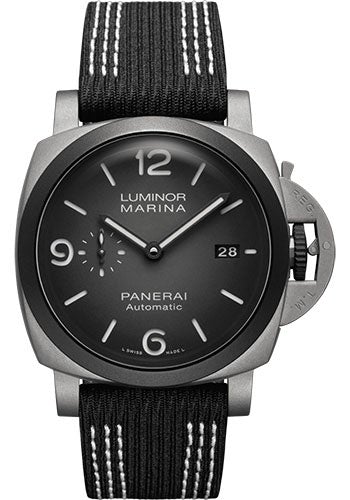 Panerai Luminor Marina 44mm - Guillaume Nery Edition - Sandblasted Titanium Dmls - Shaded Black Dial - PAM01122 - Luxury Time NYC