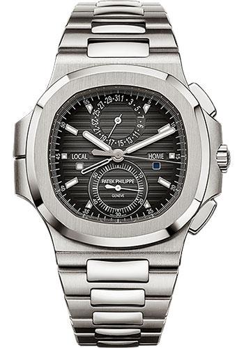 Patek Philippe 40.5mm Nautilus Travel Time Chronograph Watch Black Dial 5990/1A - Luxury Time NYC INC