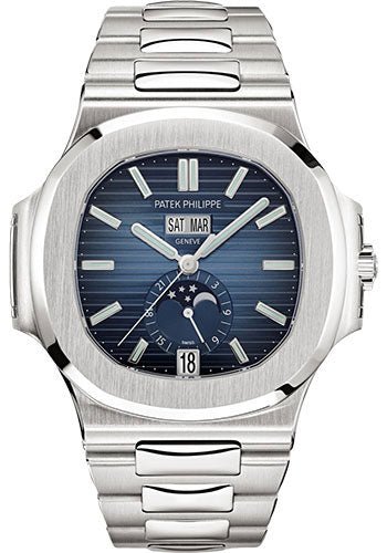 Patek Philippe Nautilus Annual Calendar Moon Phases - 40.5 mm - Steel - Blue Dial - 5726/1A-014 - Luxury Time NYC