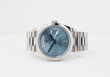 Load image into Gallery viewer, Rolex 950 Platinum Day-Date 40 Watch - Smooth Bezel - Ice Blue Baguette Diamond Dial - President Bracelet - 228206 ibbdp - Luxury Time NYC