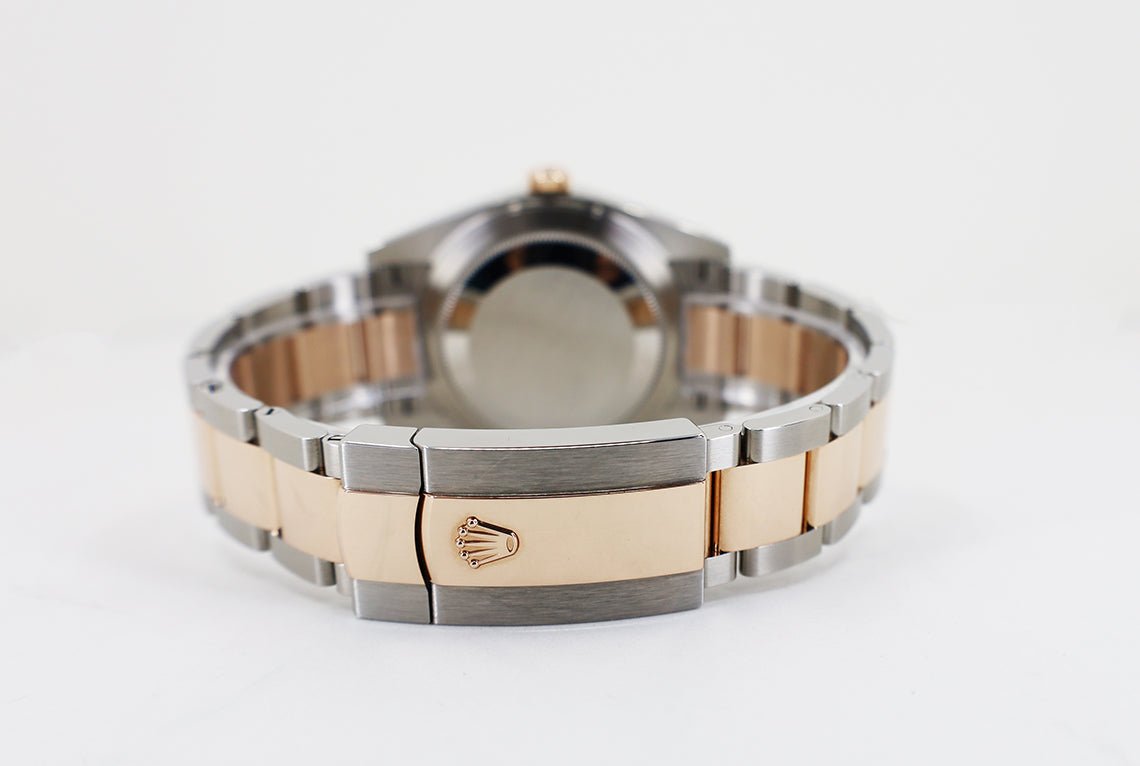 Rolex Datejust 41 Rose Gold/Steel Chocolate Index Dial Fluted Bezel Oyster Bracelet 126331 - Luxury Time NYC