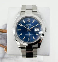 Load image into Gallery viewer, Rolex Datejust 41 Stainless Steel Blue Index Dial Smooth Bezel Oyster Bracelet 126300 - Luxury Time NYC