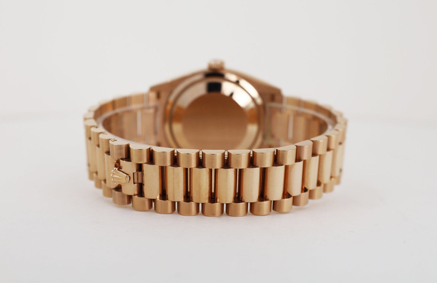 Rolex Day-Date 36 Rose Gold Brown Ombre Diamond Dial & Fluted Bezel President Bracelet 128235 - Luxury Time NYC