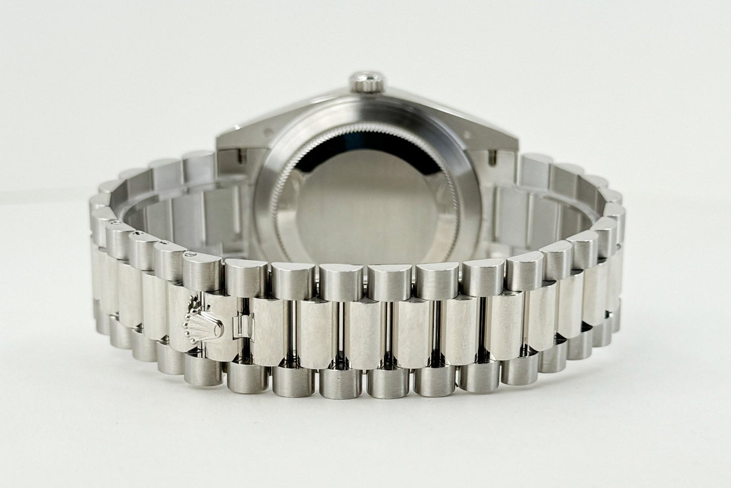 Rolex Day-Date 40 Platinum Ice Blue Quadrant Roman Dial Roman Dial & Smooth Bezel President Bracelet 228206 - Luxury Time NYC