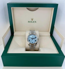 Load image into Gallery viewer, Rolex Day-Date 40 Platinum Ice Blue Quadrant Roman Dial Roman Dial &amp; Smooth Bezel President Bracelet 228206 - Luxury Time NYC