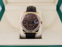 Load image into Gallery viewer, Rolex Everose Gold Sky-Dweller Watch - Chocolate Sunray Arabic Dial - Brown Leather Strap - 326135 cho - Luxury Time NYC