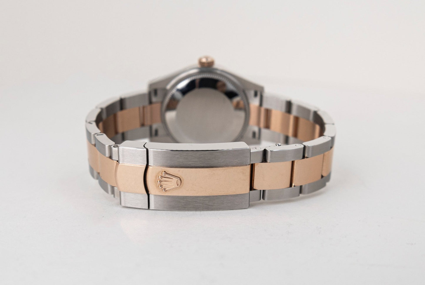 Rolex Lady-Datejust 31 Rose Gold/Steel White Roman Dial & Fluted Bezel Oyster Bracelet 278271 - Luxury Time NYC