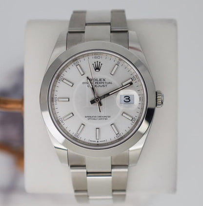 Rolex Datejust 41 Stainless Steel Silver Index Dial Smooth Bezel Oyster Bracelet 126300 -